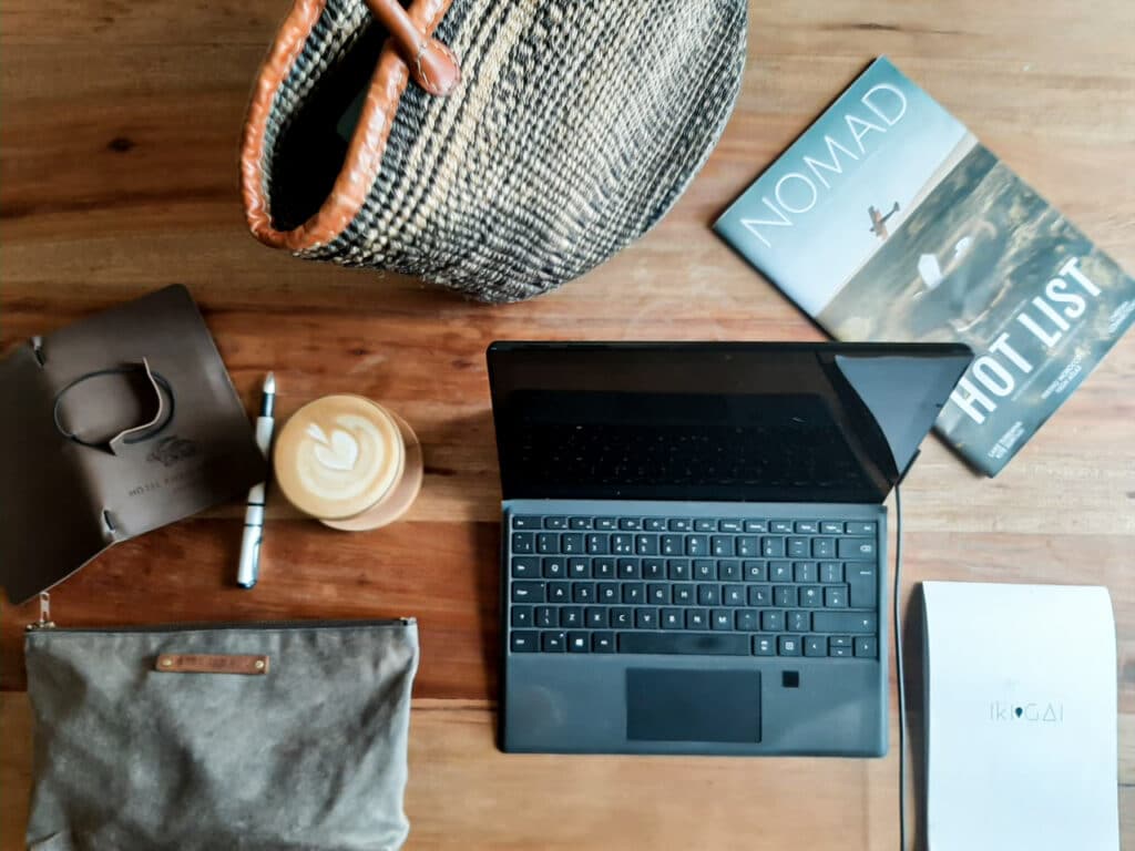 Working from home on a desk